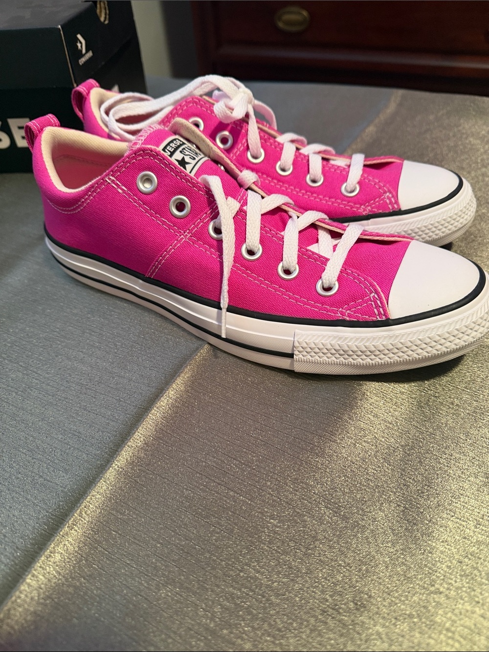 Converse Women’s  Low Top Sneakers in Bright Pink and White